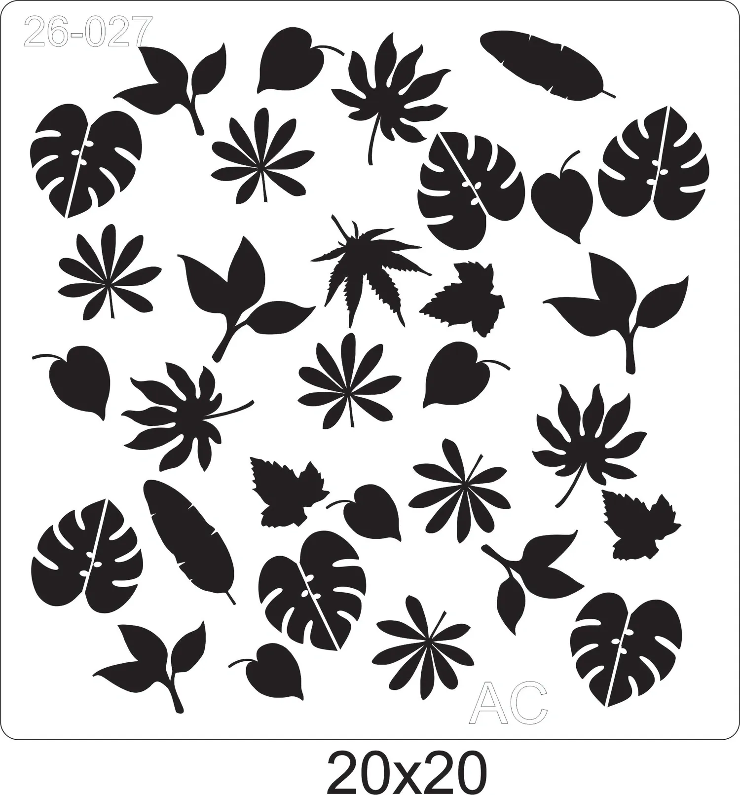 Stencil  Folhas, folhagens, costela de Adão  26-027