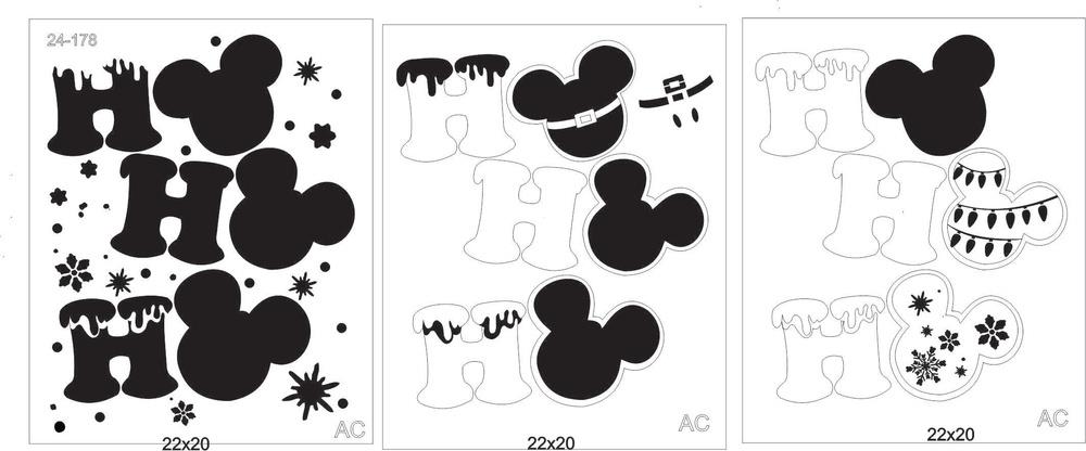 Stencil Ho HO Ho Minnie/Michey 24-178
