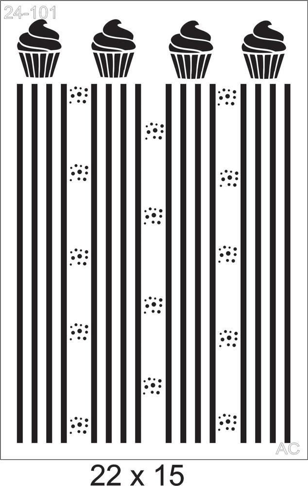 Stencil Listra Cupcakes 24-101