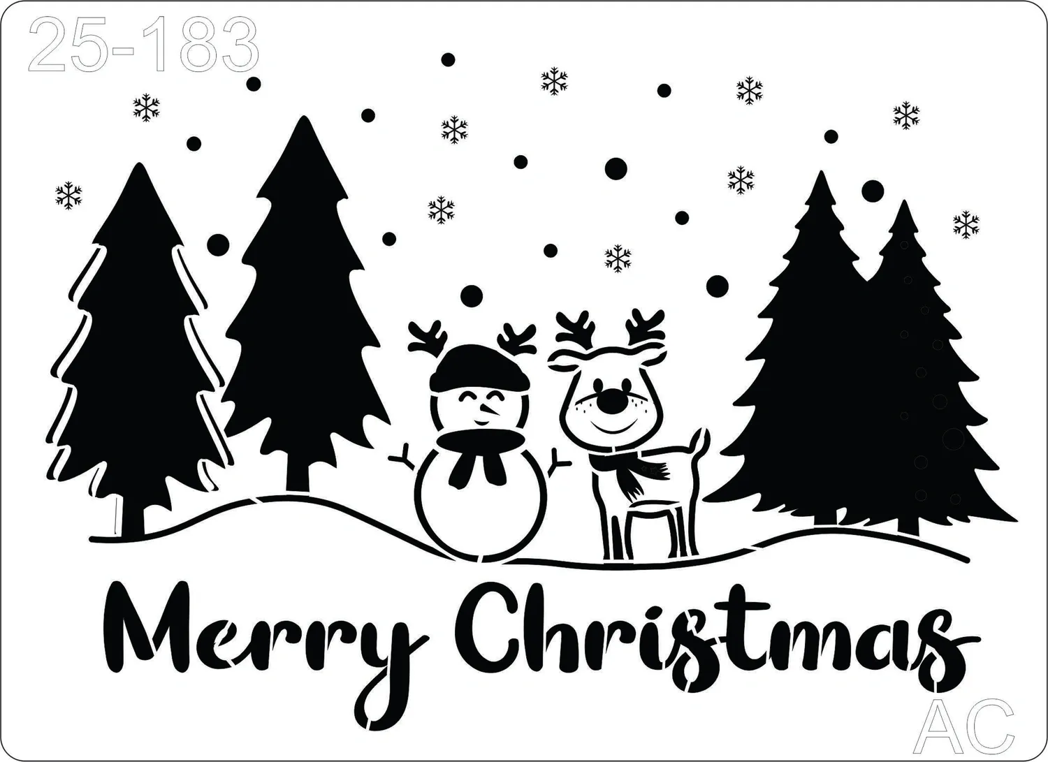 Stencil  Merry Christmas-  Natal- Pinheiros -Boneco de neve- rena      25-183