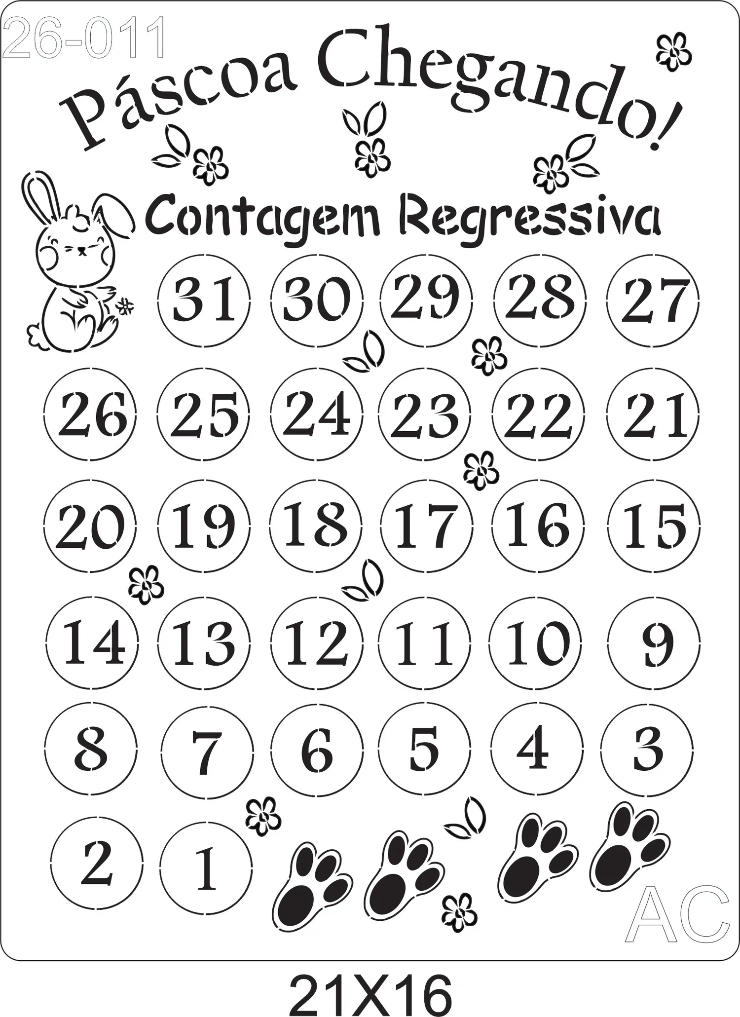Stencil Páscoa Chegando, Calendário    26-011