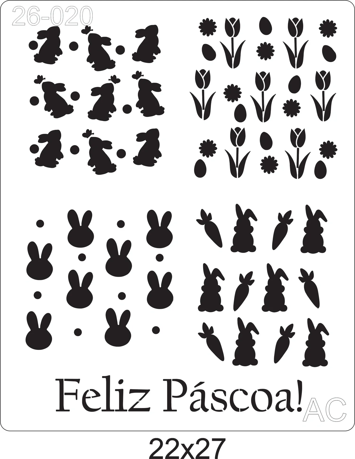 Stencil Páscoa, Coelhinho, estamparia   26-020