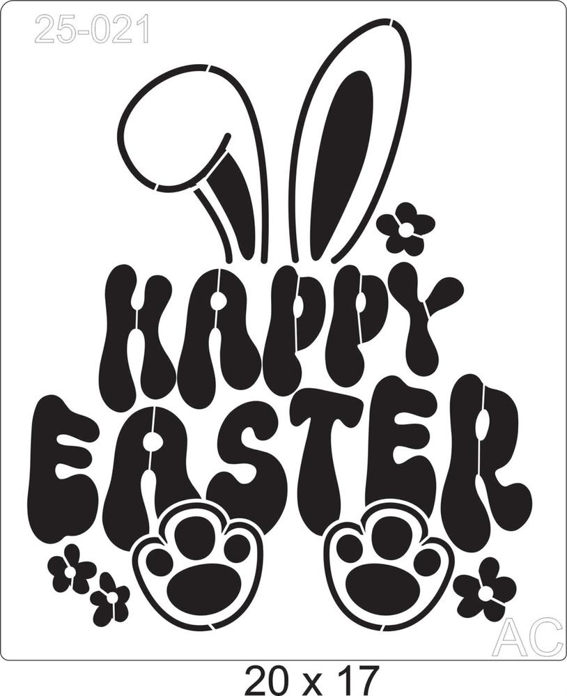 Stencil  Páscoa Happy Easter 25-021