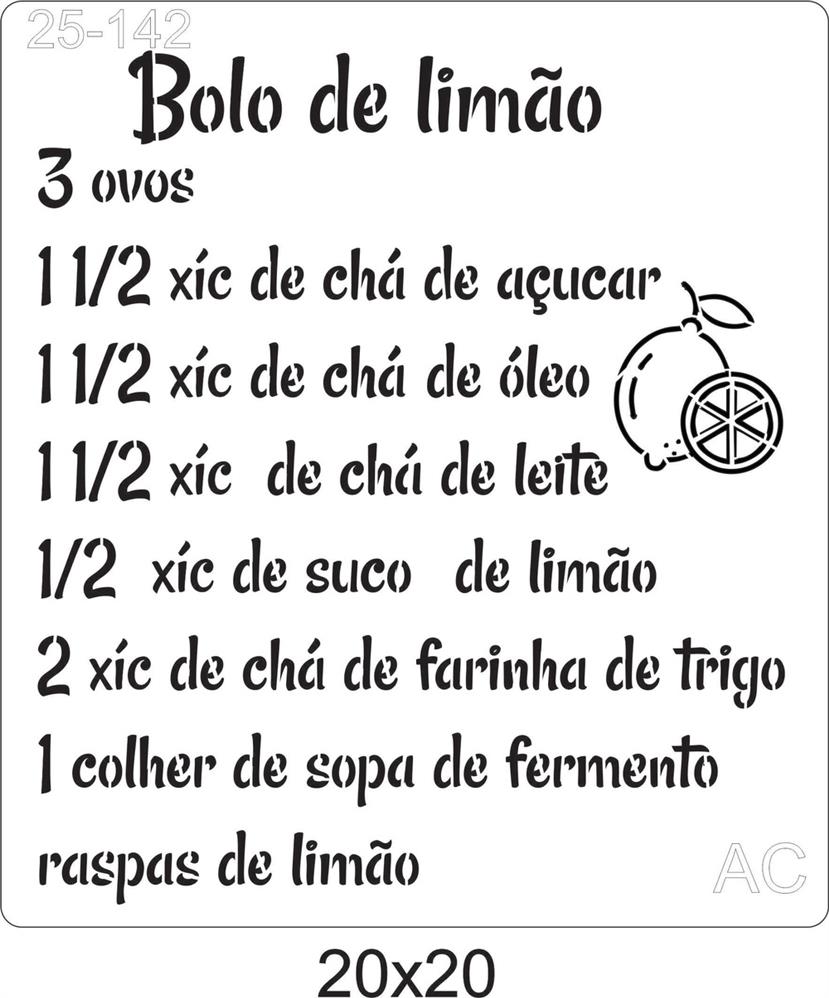 Stencil Receita Bolo de limão   25-142