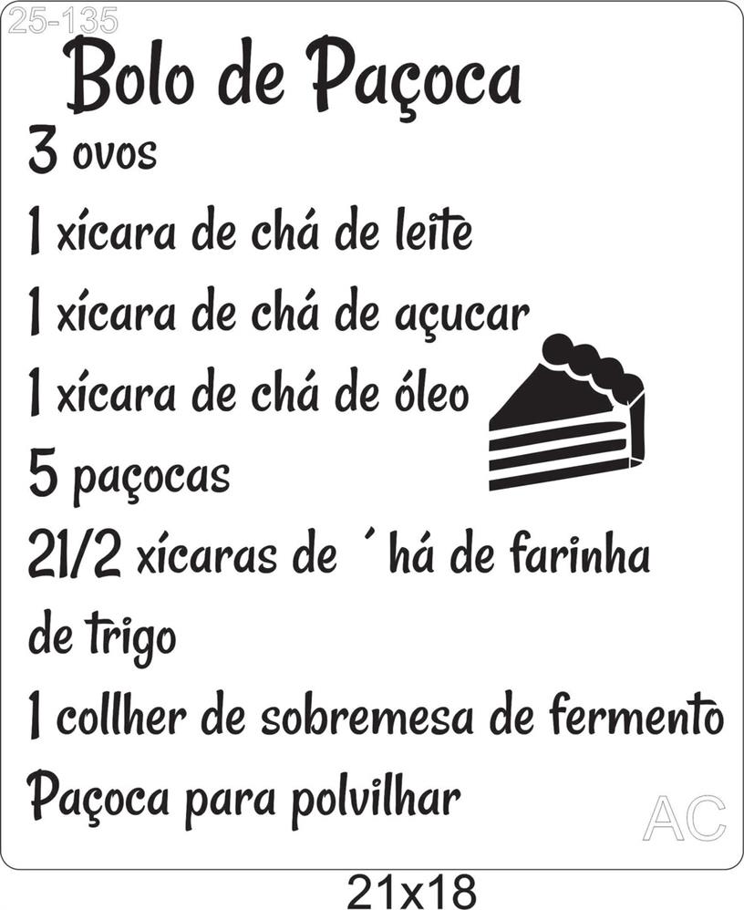 Stencil Receita Bolo de Paçoca    25-135