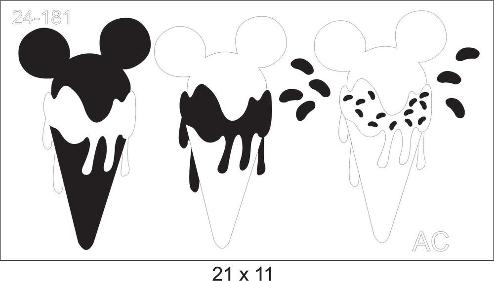 Stencil Sorvete Casquinha  Minnie/Michey 24-181