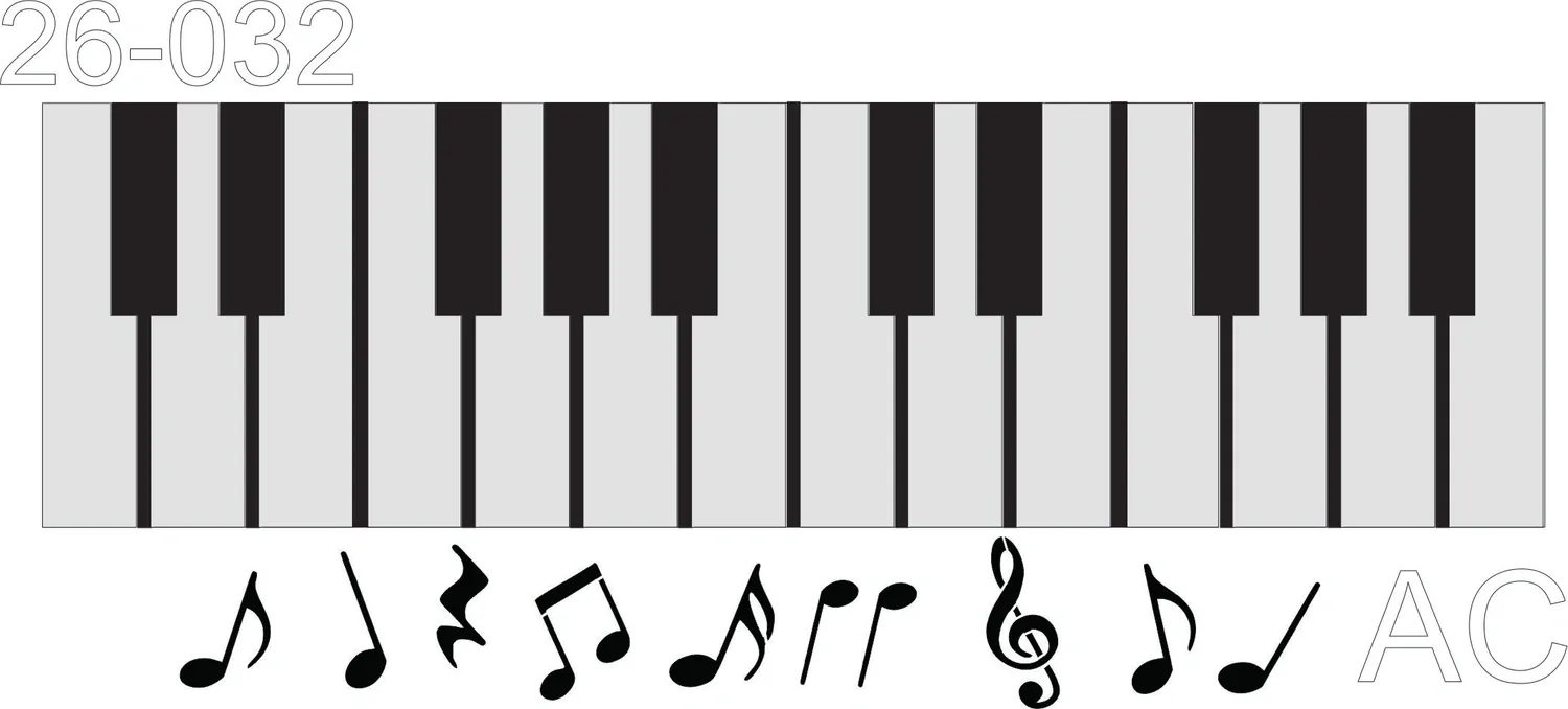 Stencil  Teclado, instrumento musical, notas musicais   26-032