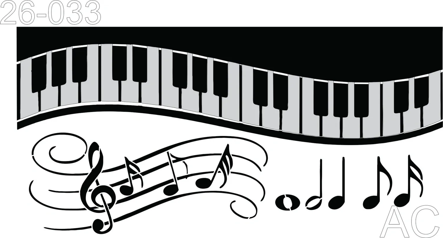 Stencil Teclado, instrumento musical, notas musicais  26-033