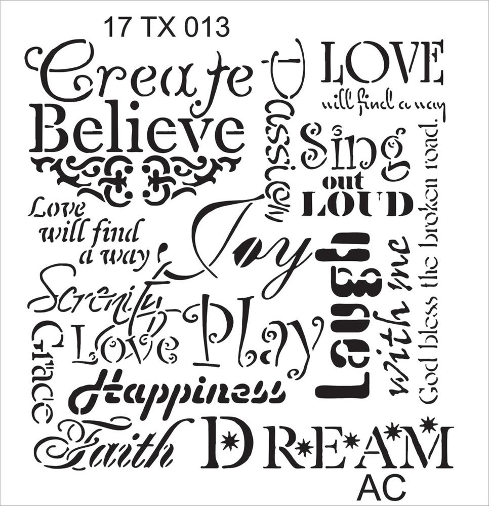 Stencil Texto PALAVRAS POSITIVAS    17tx013