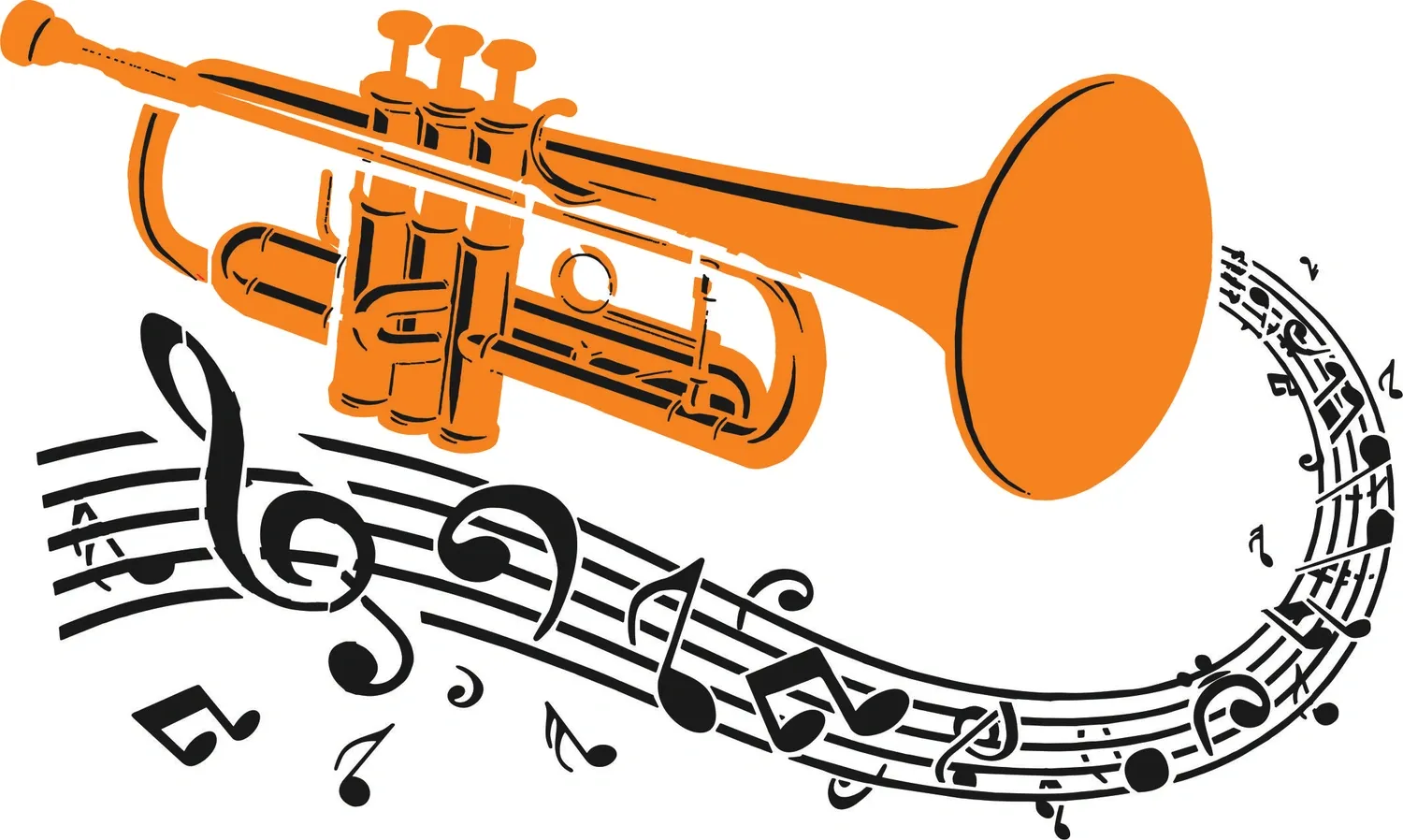 Stencil Trompete, instrumento musical, notas musicais 26-039