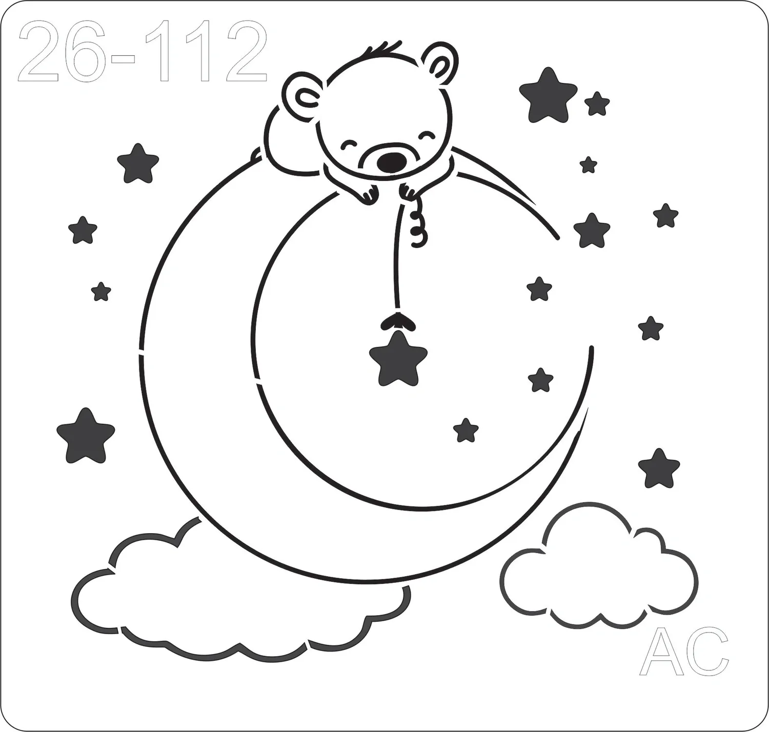 Stencil  Ursinho na lua/ urso -  26-112