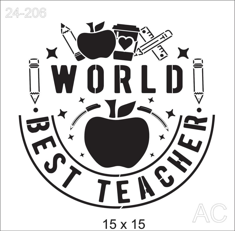 Stencil  World Best Teacher (Melhor professor do mundo) 24-206