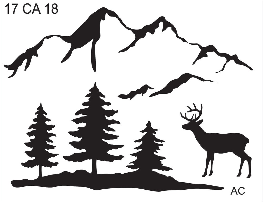 Stencils CASA COUNTRY MONTANHA E CERVO COD 17ca018