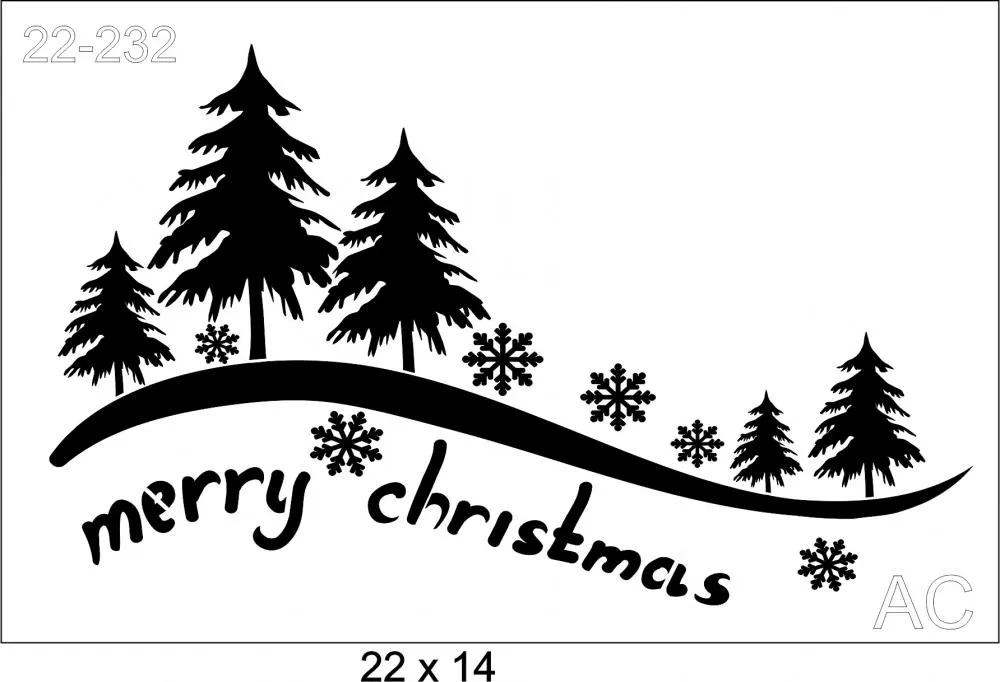 Stencil Árvores Merry Christmas   22-232