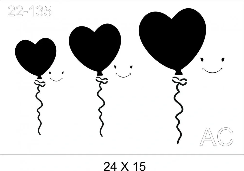 Stencil Balões com coração 22-135