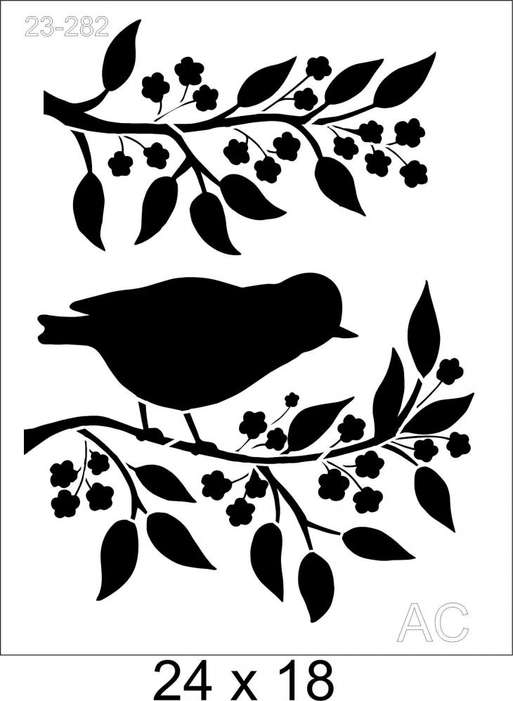 Stencil Passaros com folhagens  23-282