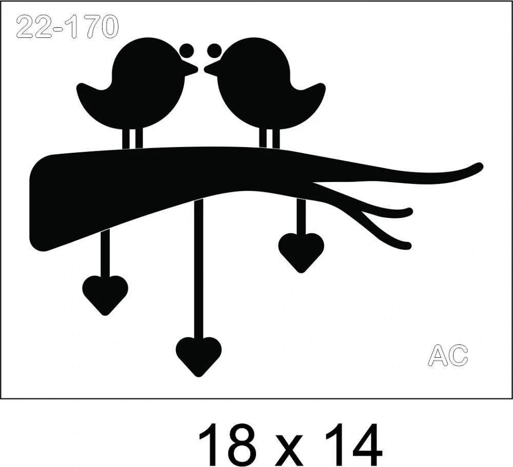 Stencil Casal de passarinhos 22-170
