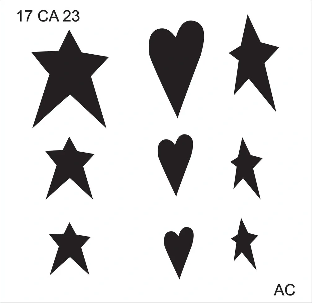 Stencil Coração e estrela country  17ca023