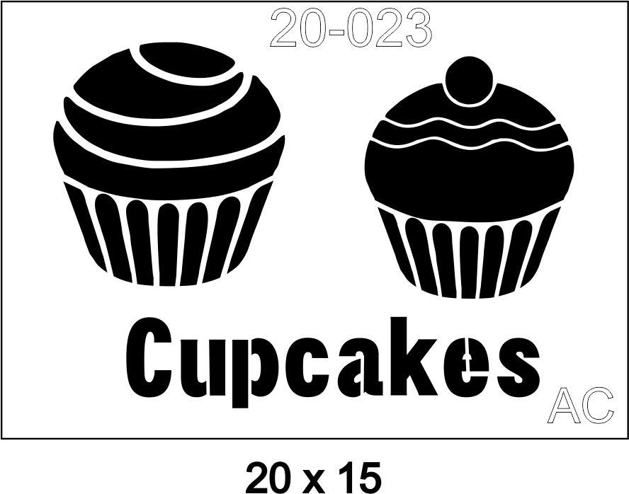 Stencil  Cup Cakes    20-023