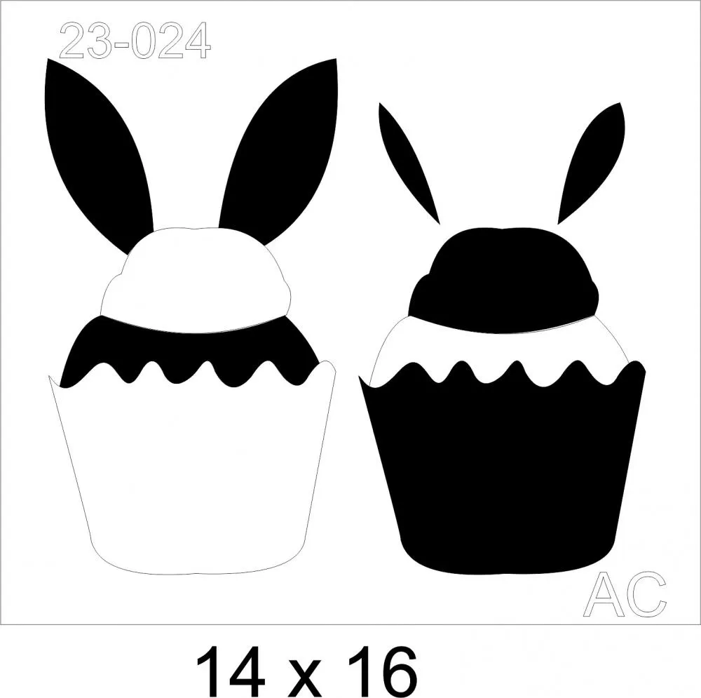 Stencil Cup Cake- orelha de coelho  Ref: 23-024