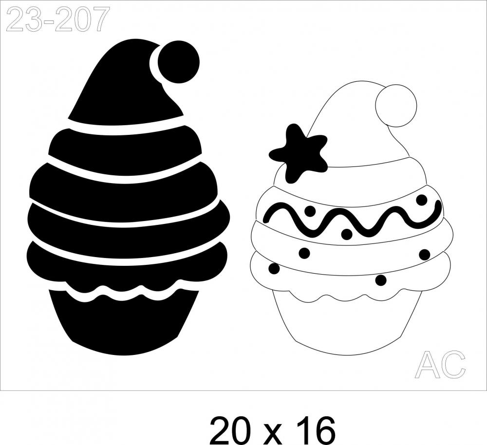 Stencil CupCake Natal  23-207