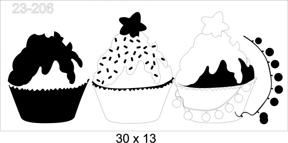 Stencil CupCake Natal  23-206
