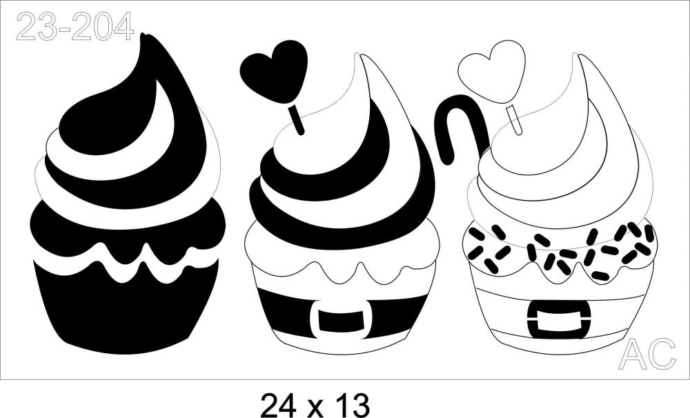 Stencil CupCake Natal  23-204