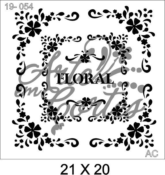 Stencil Molduras com   flores 19-054