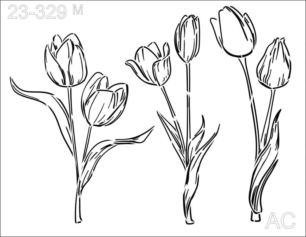 Stencil Flores Tulipas  23-329