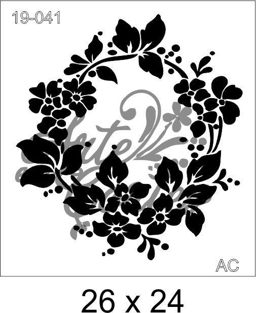 Stencil Guirlanda de flores e folhas 19-041
