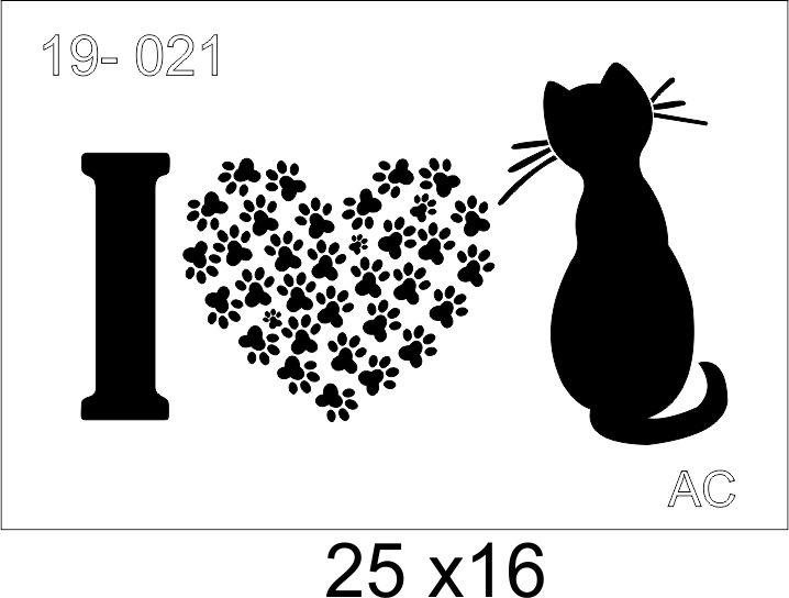 Stencil I Love gato 19var021