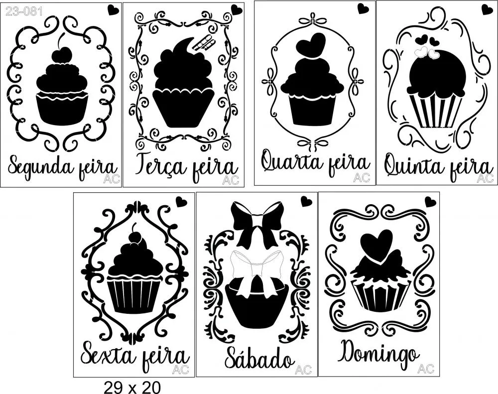 Stencil Kit Semaninha Cup Cakes Ref: 23-081