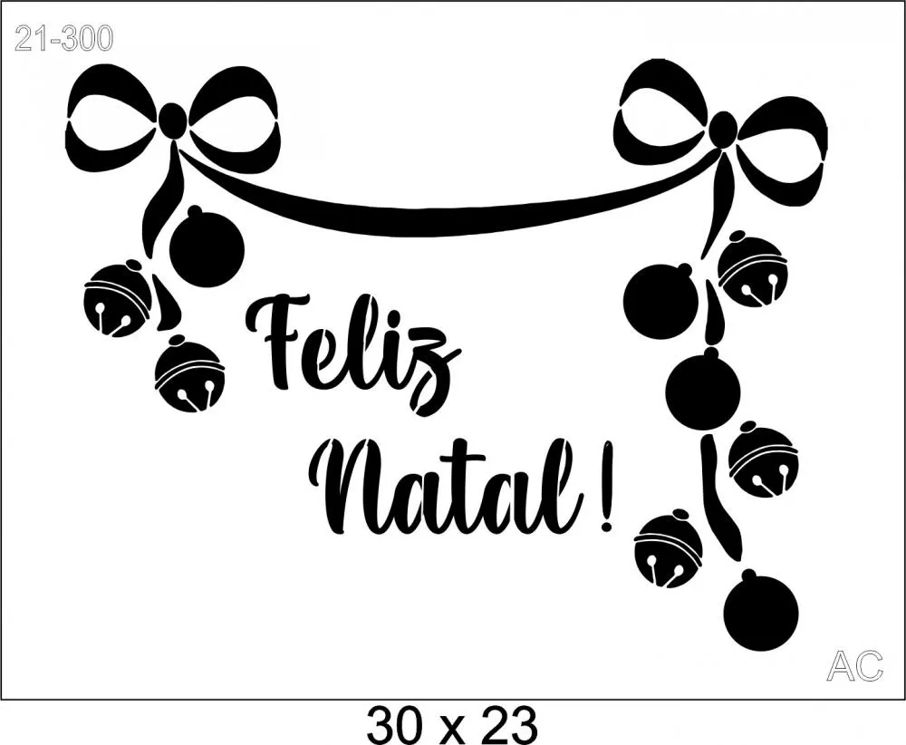 Stencil   Laços com Feliz Natal -21-300