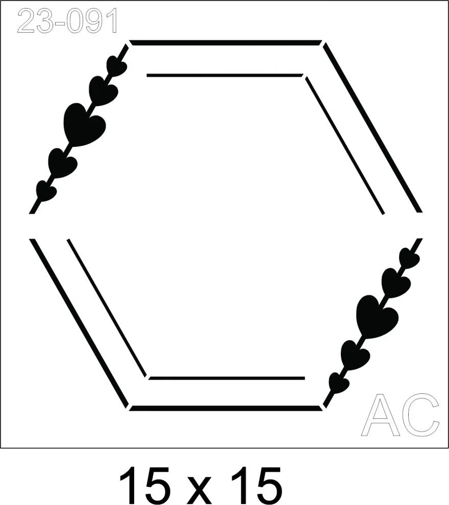 Stencil Moldura Corações 23-091