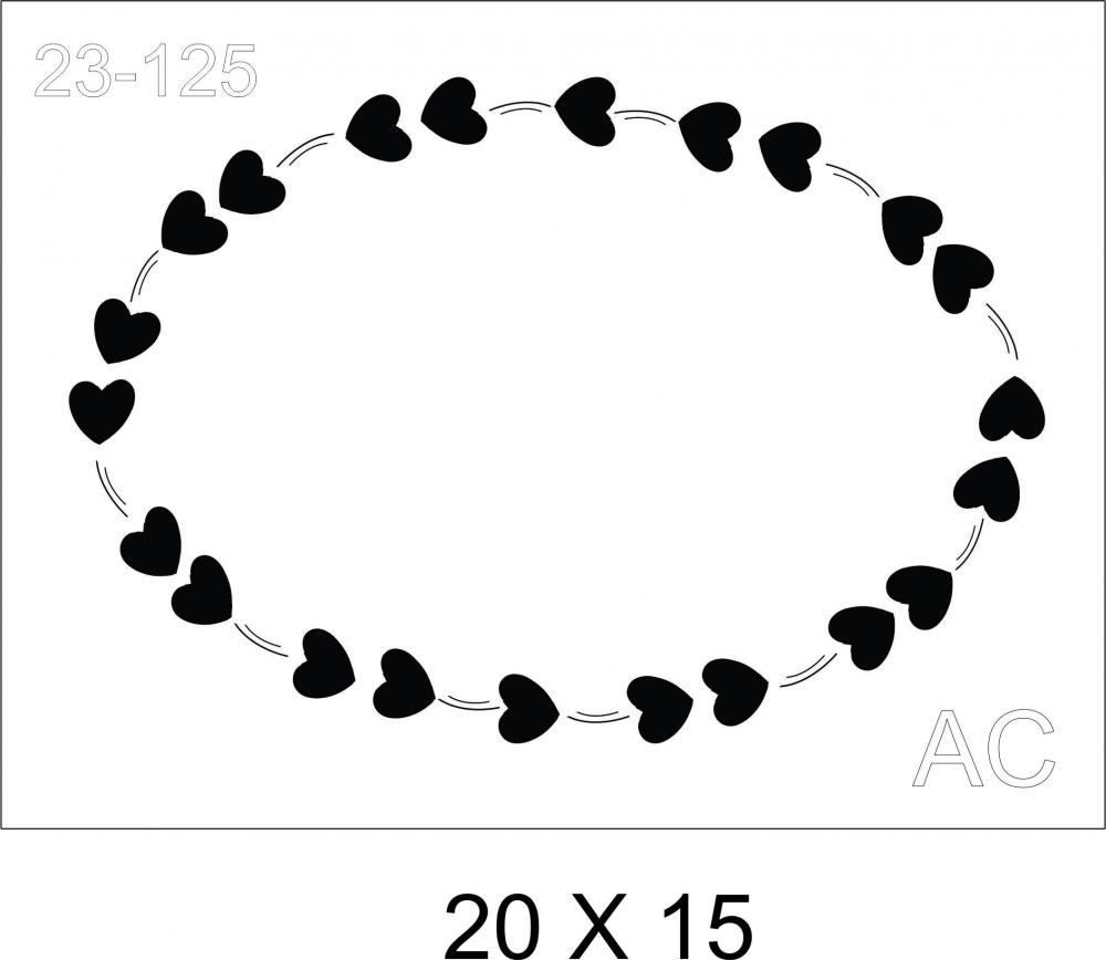 Stencil Moldura oval Corações 23-125