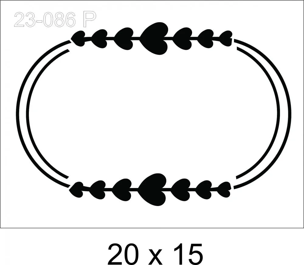 Stencil Moldura Oval Corações 23-086