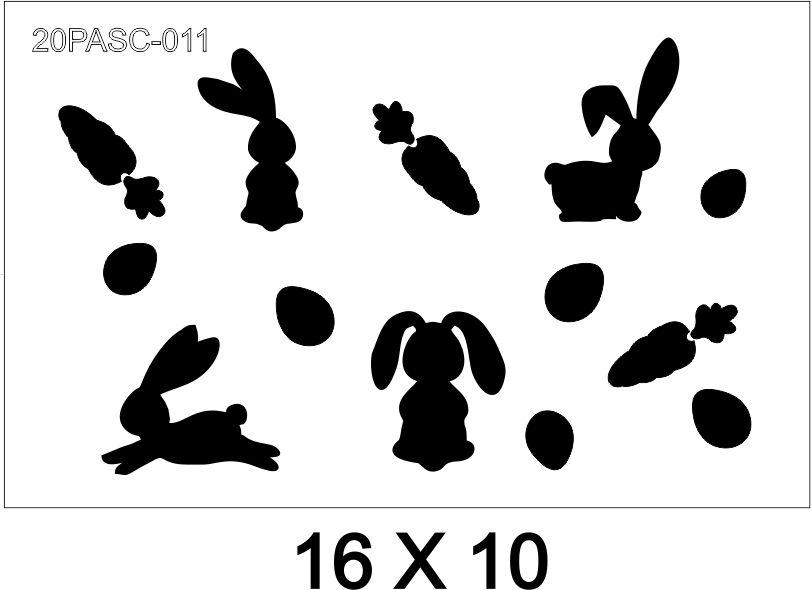 Stencil Coelhinhos de Páscoa     20PASC011