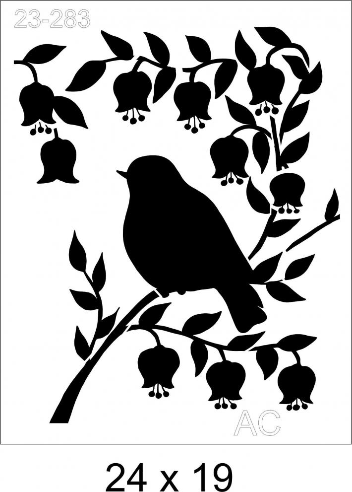 Stencil Passaro c/ Flor de sino  23-283