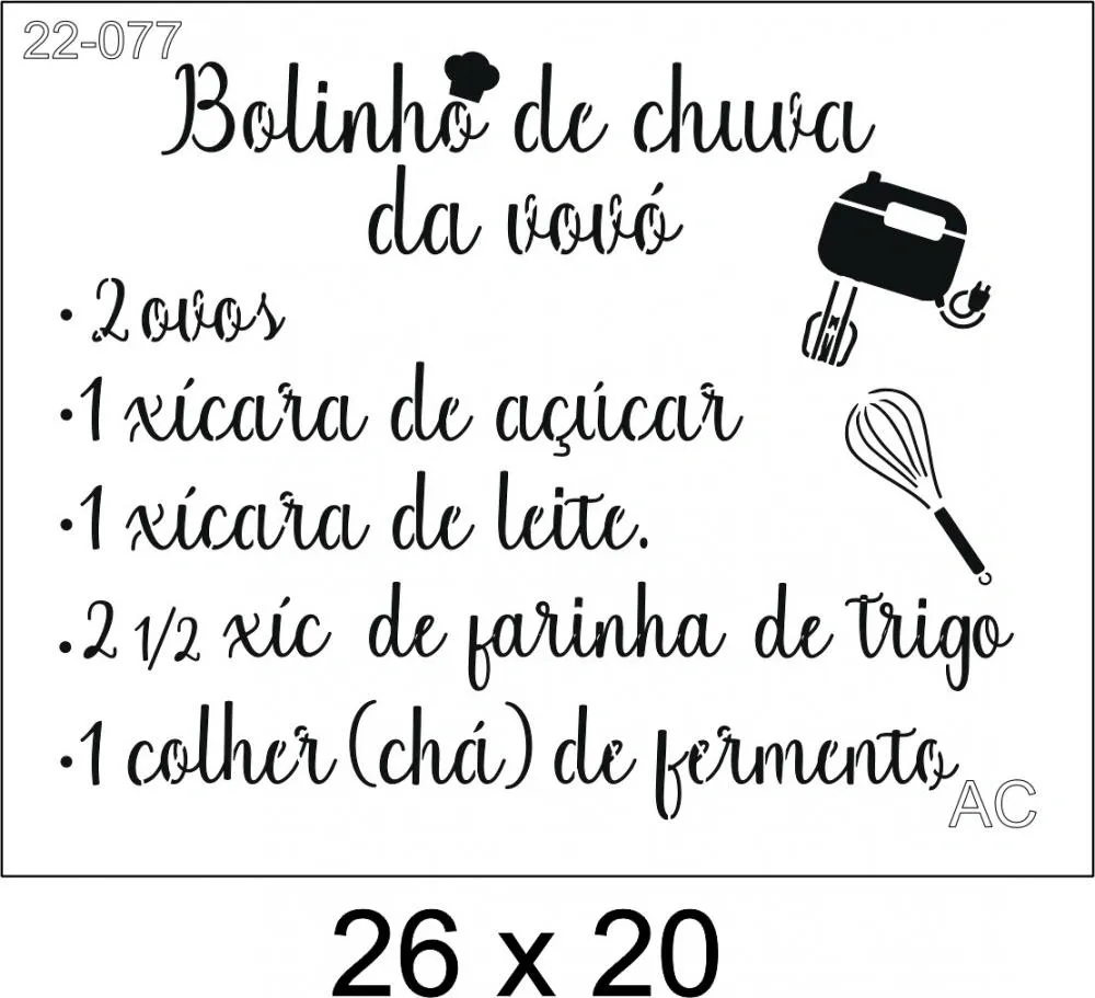 Stencil Receita Bolinho de chuva 22-077