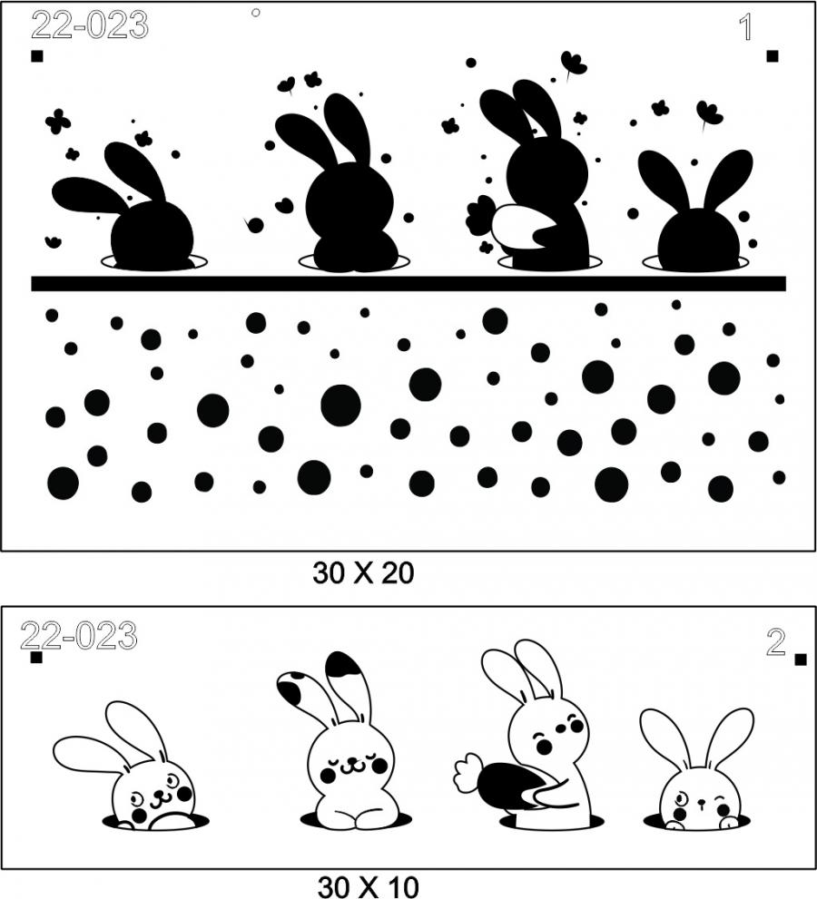 Stencil Coelhos e poás  22-023
