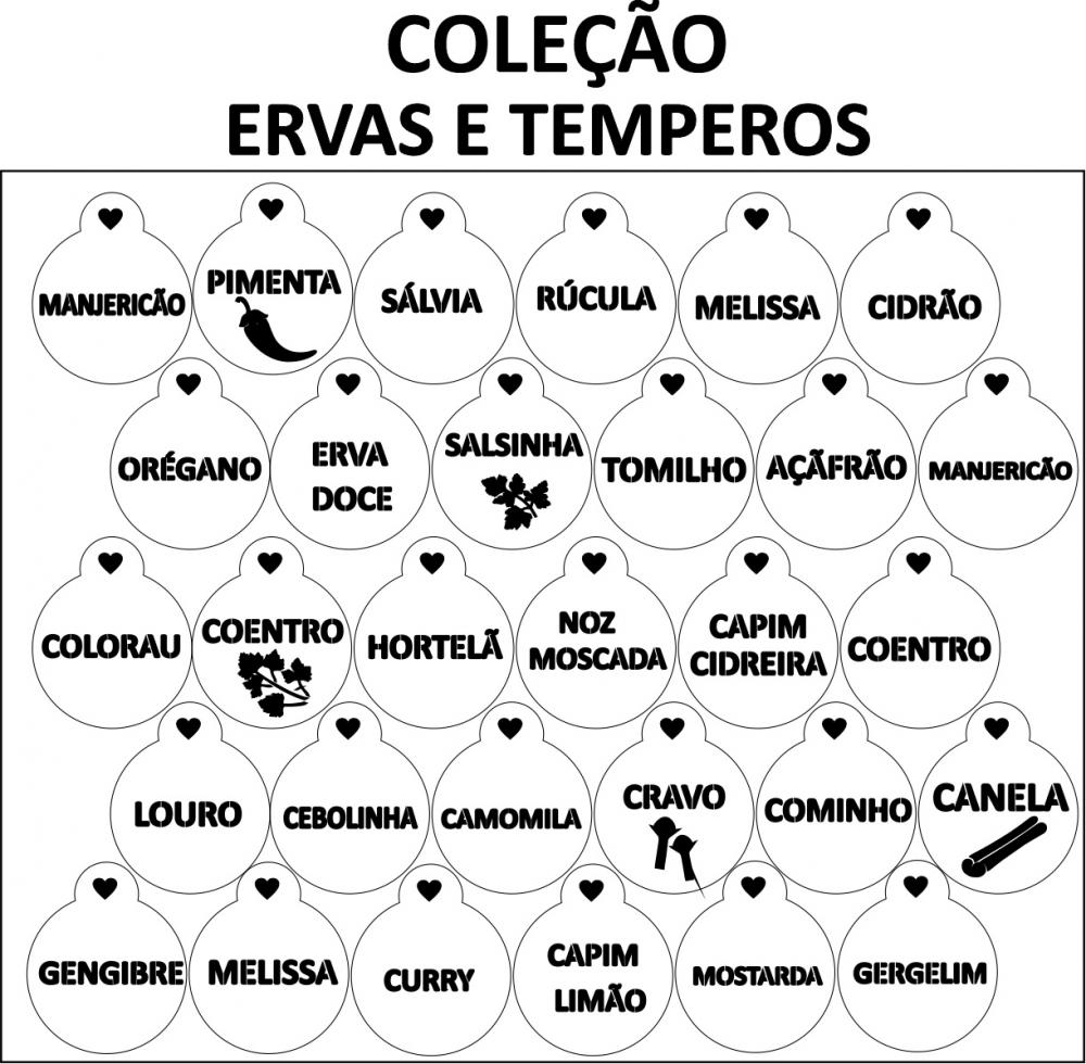 Stencils em miniatura ERVAS E TEMPEROS COD 22min001