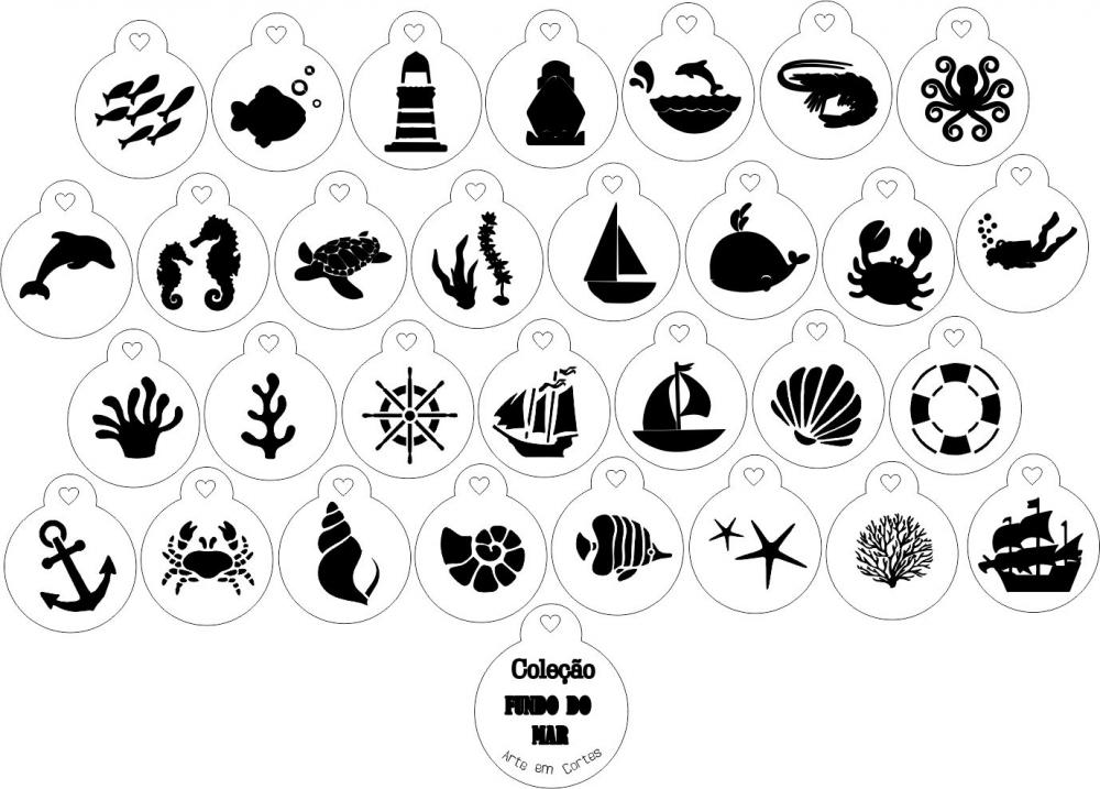 Stencils em miniatura Fundo do Mar  20min016
