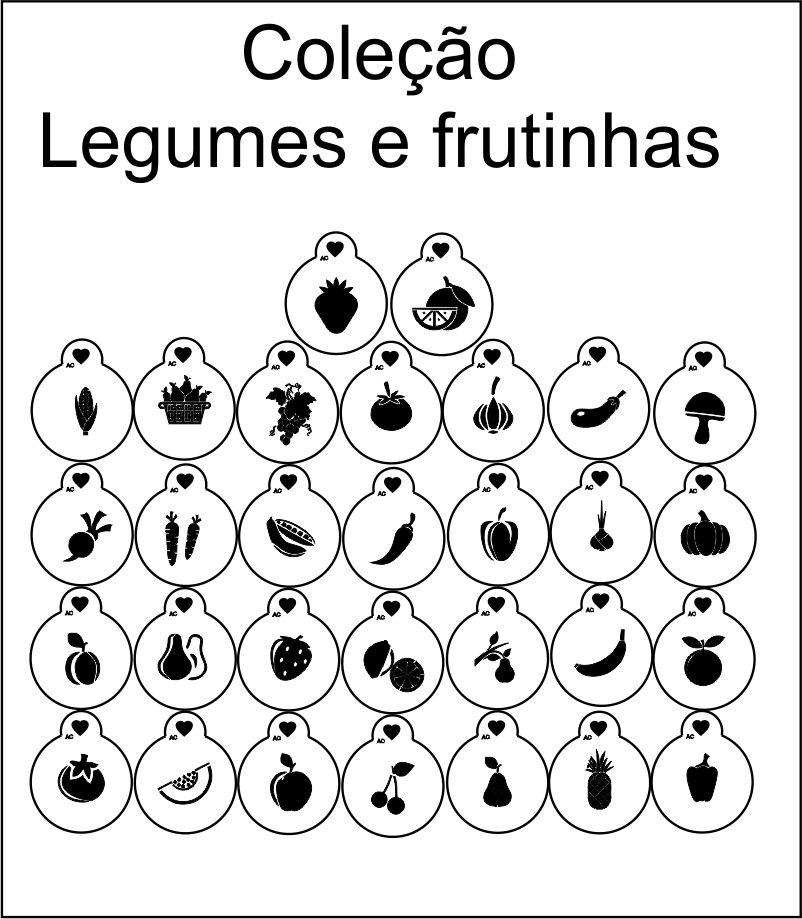 Stencils em miniatura LEGUME E FRUTINHAS  COD 17min002