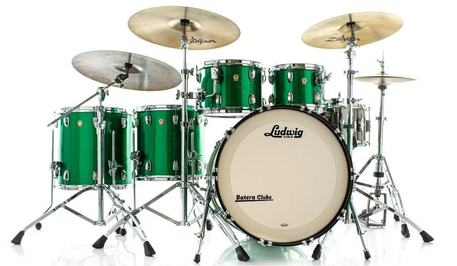 Bateria Ludwig Classic Maple Green Sparkle 22",10",12",14",16" (Shell Pack) Made in USA