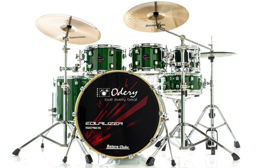 Bateria Odery Equalizer EQ.220 Emerald Green 22",8",10",12",16" com Ferragens e Cascos com Maple