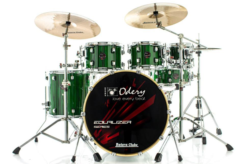 Bateria Odery Equalizer EQ.200 Emerald Green 20",8",10",12",14" com Ferragens e Cascos com Maple
