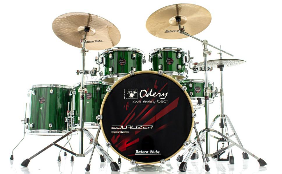 Bateria Odery Equalizer EQ.220 Emerald Green 22",10",12",14",16" com Ferragens e Cascos com Maple