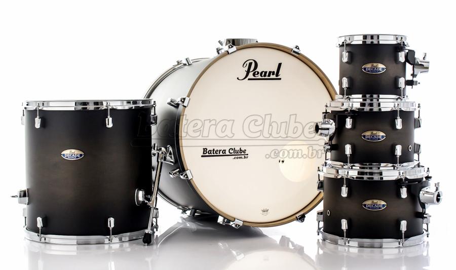 Bateria Pearl Decade Maple Satin Black Burst 20",8",10",12",14" com Caixa (Shell Pack)