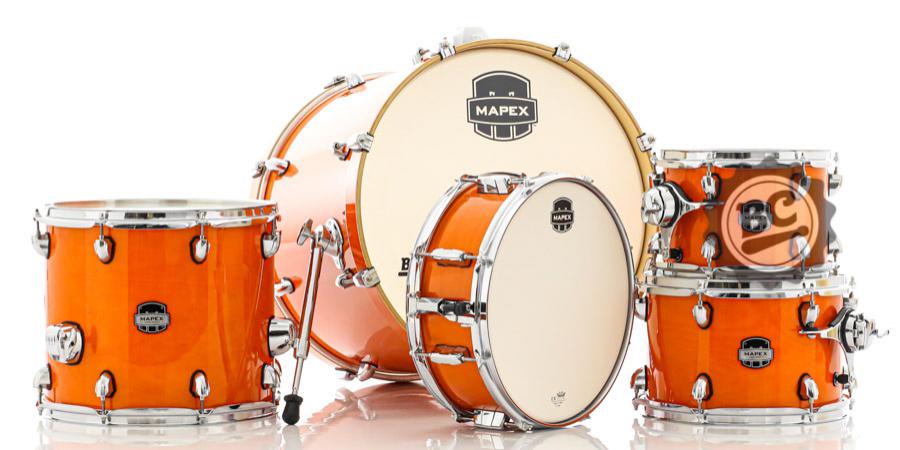 Bateria Mapex Mars Maple Glossy Amber Lacquer 20",10",12",14" (Shell Pack), Caixa 14x5,5" MM504SF
