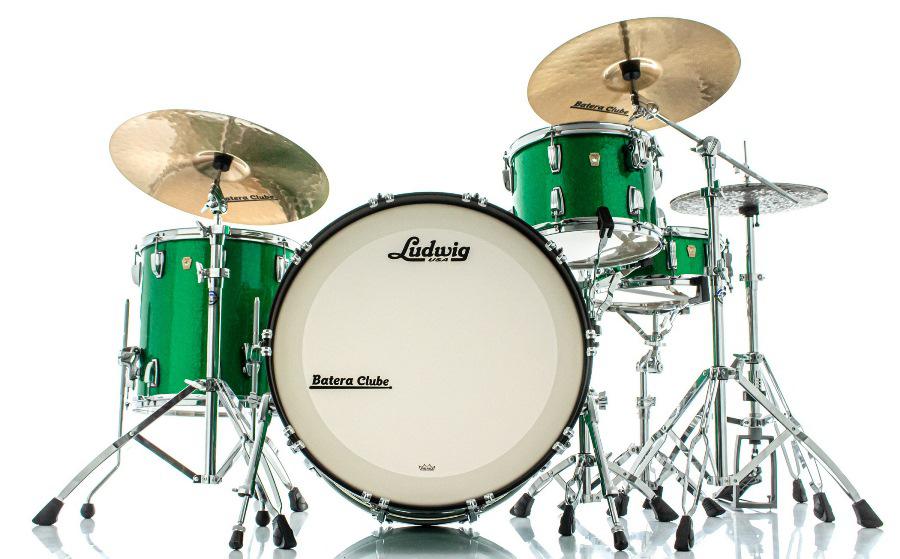 Bateria Ludwig Classic Maple Green Sparkle Pro Beat com Bumbo 24",13",16" (Shell Pack) Made in USA